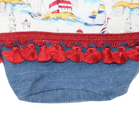 Handcrafted Handsewn Lighthouse Plaid Denim Embellished Lined Shoulder Purse Bag - Picture 11 of 16